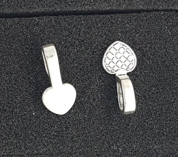 BAILS - GLUE ON - ANTIQUE SILVER - HEART