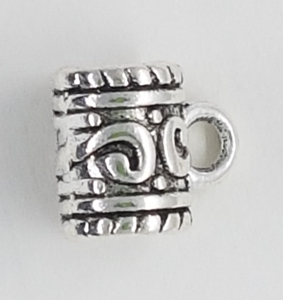 BAIL HANGER - ANTIQUE SILVER - BARREL 8 X 8MM