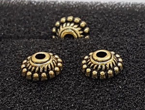 BEAD CAPS - ANTIQUE GOLD COLOUR - 8MM