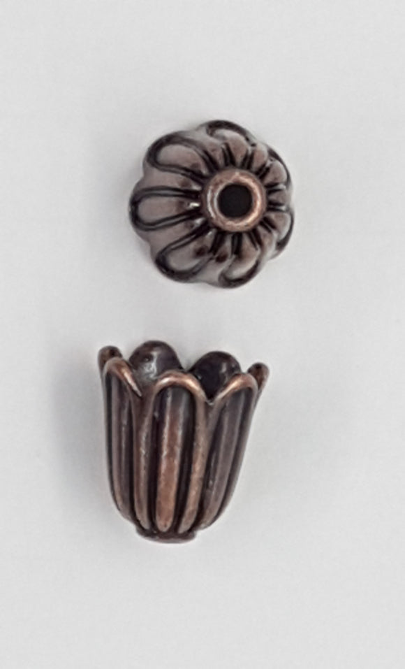 BEAD CAPS - COPPER COLOUR - 10 X 10MM