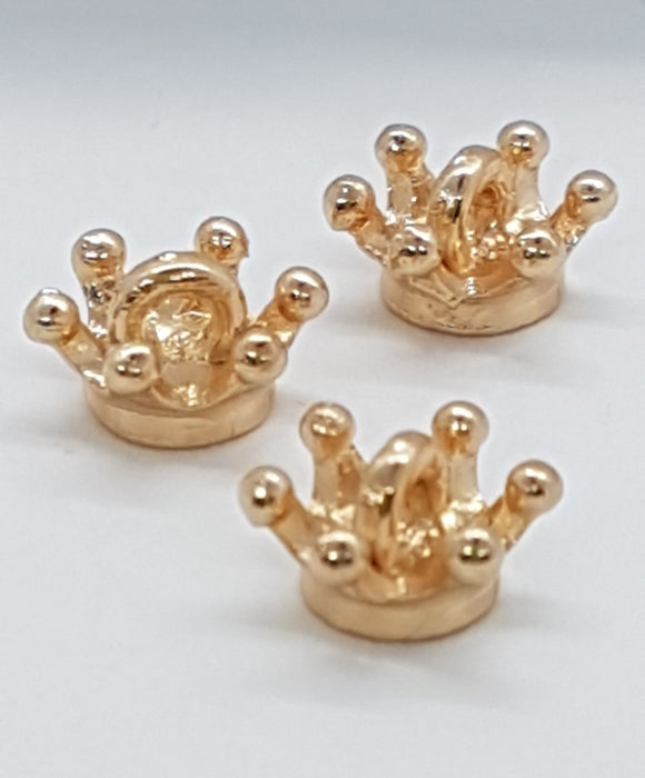 BEAD CAP - GLUE ON - CROWN - GOLDEN COLOUR - 8 X 5MM