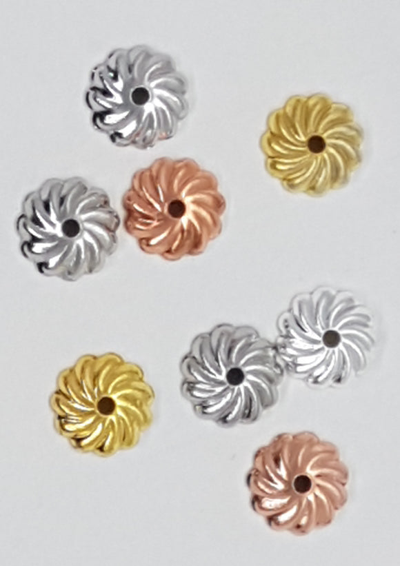 BEAD CAPS - FLOWER - MIXED COLOURS - 7 X 2MM