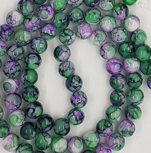 10MM GLASS BEADS - 25 per packet - SLATE BLUE/PURPLE MOTTLE
