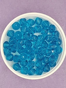 BICONES - 8MM GLASS BEADS - MID BLUE
