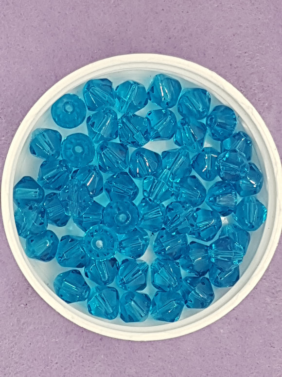 BICONES - 8MM GLASS BEADS - MID BLUE