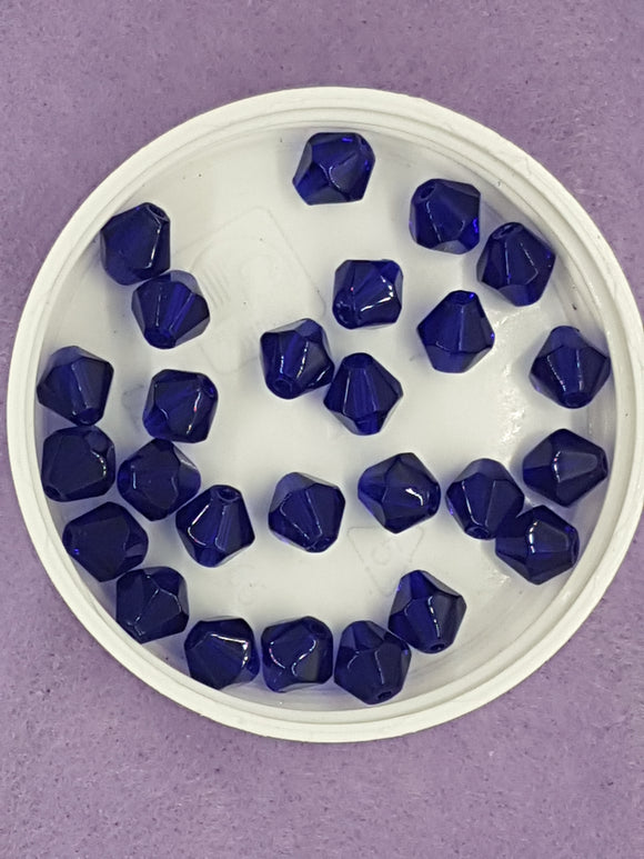 BICONES - 8MM GLASS BEADS - COBALT