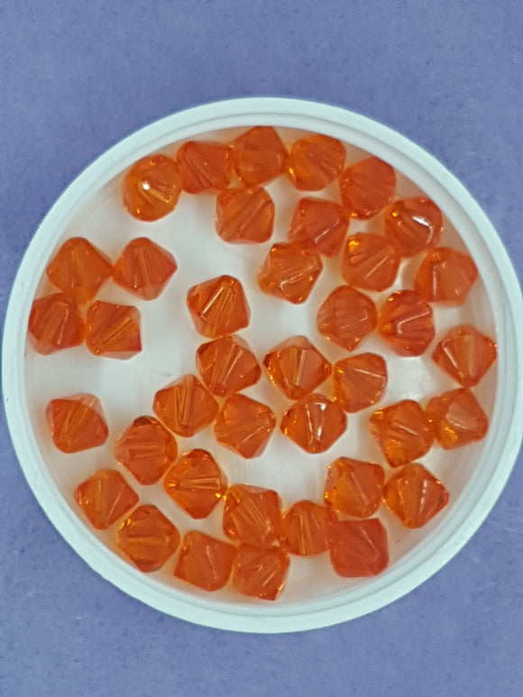 BICONES - 8MM GLASS BEADS - ORANGE
