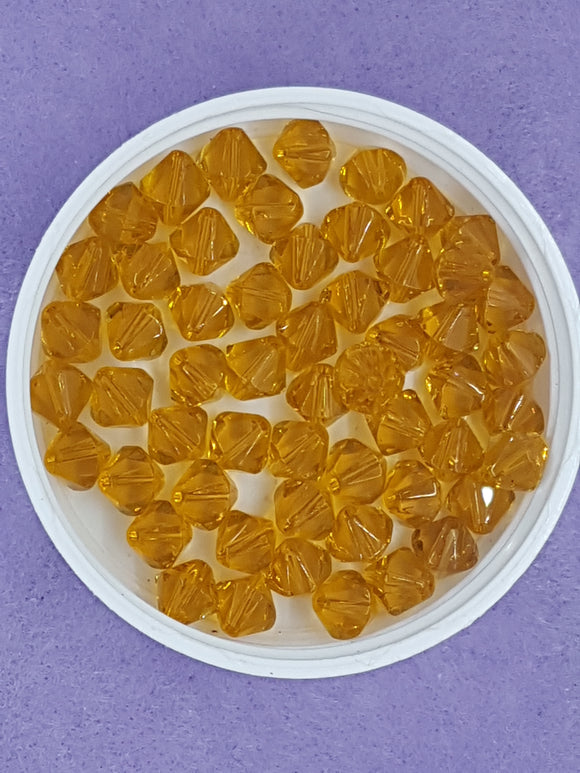 BICONES - 8MM GLASS BEADS - GOLDEN ROD