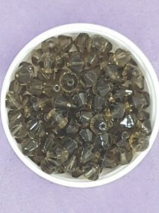 BICONES - 8MM GLASS BEADS - SMOKEY