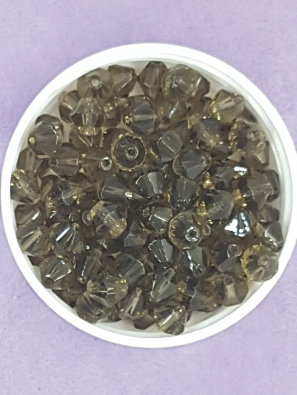 BICONES - 8MM GLASS BEADS - SMOKEY