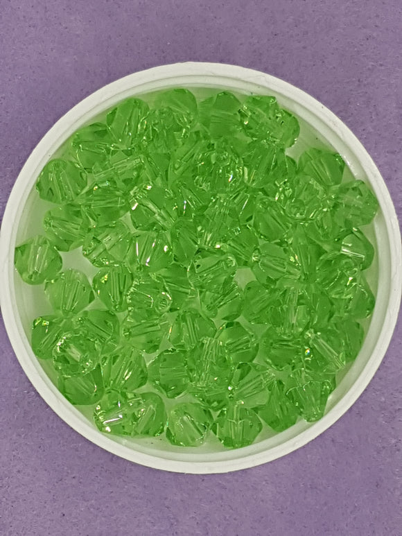 BICONES - 8MM GLASS BEADS - LIGHT GREEN