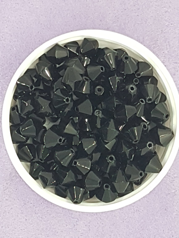 BICONES - 8MM GLASS BEADS - BLACK