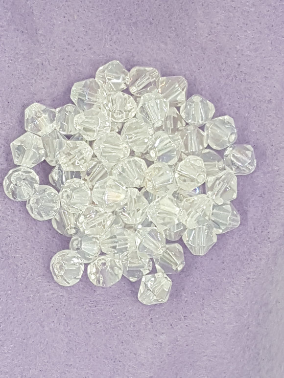 BICONES - 8MM GLASS BEADS - CLEAR AB