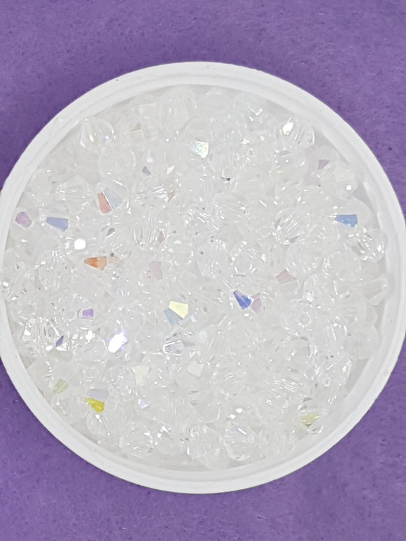 BICONES - 6MM CRYSTAL GLASS FACETED BEADS - GRADE AA - AB PLATED