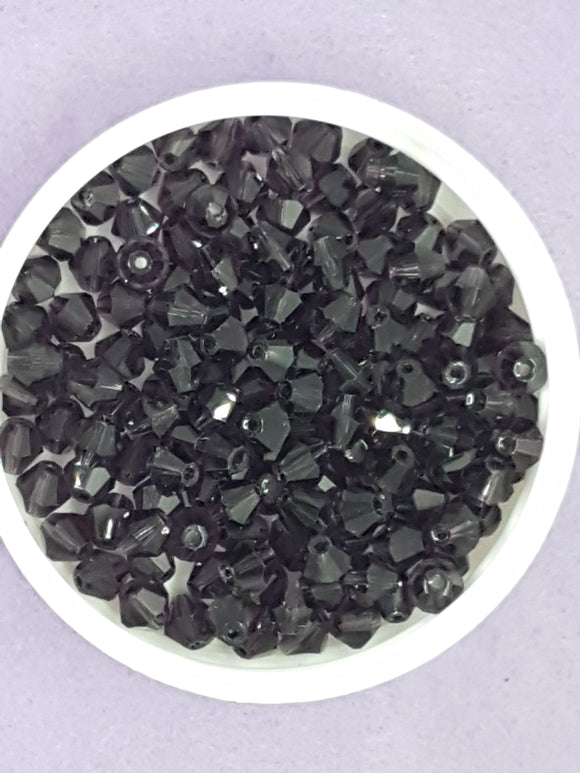 BICONES - 6MM GLASS FACETED BEADS - COLOUR - PURPLE