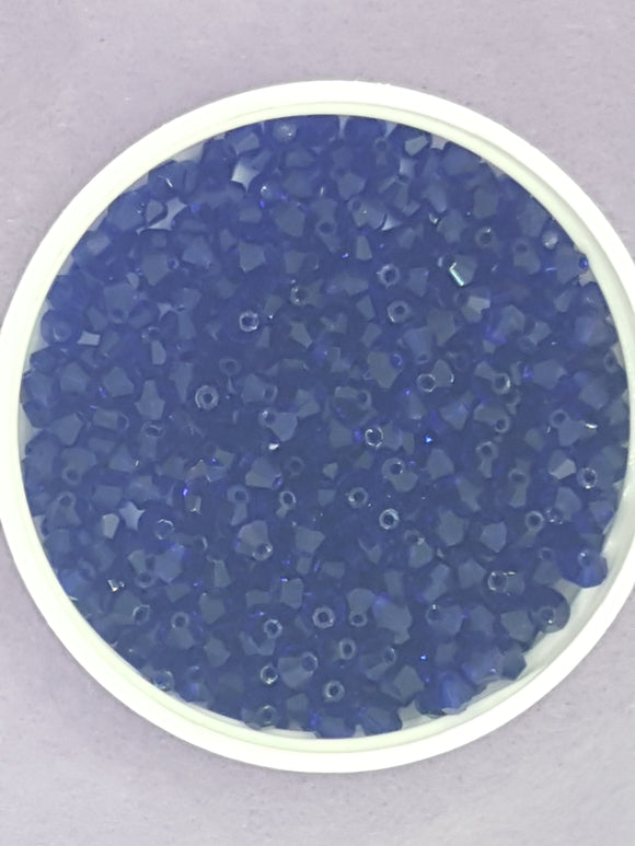 BICONES - 4MM CRYSTAL GLASS FACETED BEADS - GRADE AA - MEDIUM BLUE (06)