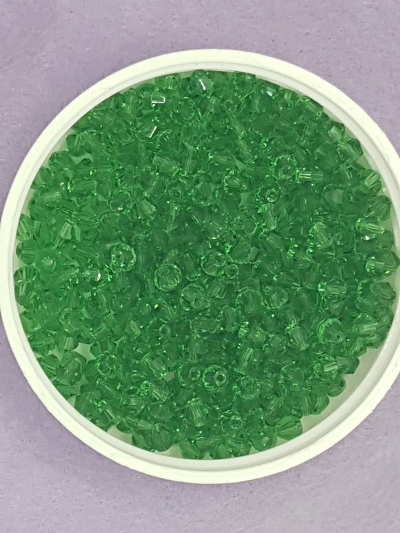 BICONES - 4MM CRYSTAL GLASS FACETED BEADS - GRADE AA - SPRING GREEN (03)