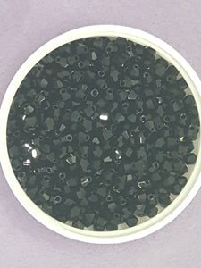 BICONES - 4MM CRYSTAL GLASS FACETED BEADS - GRADE AA - BLACK (02)