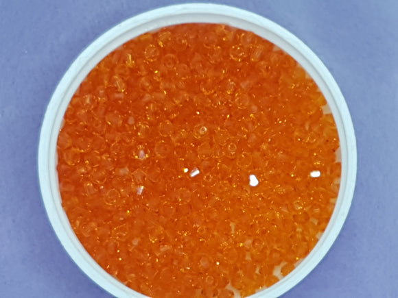 BICONES - 3MM CRYSTAL GLASS FACETED BEADS - GRADE AA - DARK ORANGE