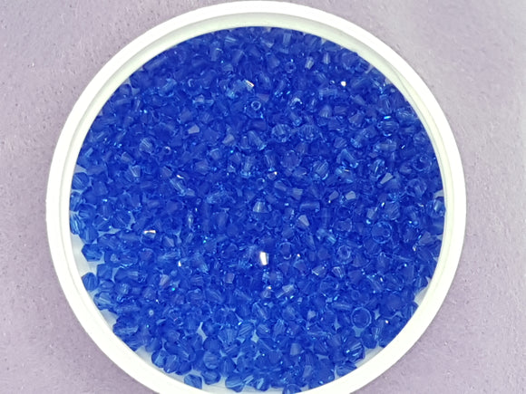 BICONES - 3MM CRYSTAL GLASS FACETED BEADS - GRADE AA - BLUE