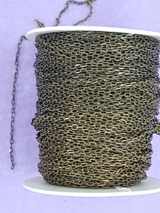 CHAIN - BRASS - CABLE -  UNWELDED -4 X 2 X .05MM ANTIQUE BRONZE COLOUR