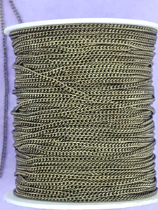 CHAIN - BRASS - CURB -  UNWELDED -3 X 2 X 0.6MM ANTIQUE BRONZE COLOUR