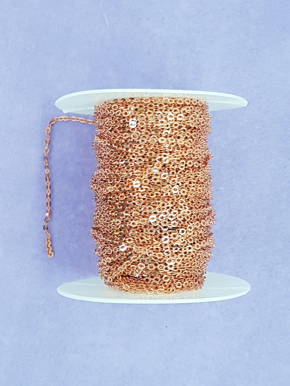 CHAIN - ELECTROPLATED CABLE - SOLDERED - 3 X 2.5 X 0.5MM ROSE GOLD