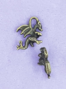 CHARMS - DRAGON - 20 X 15MM ANTIQUE BRONZE COLOUR
