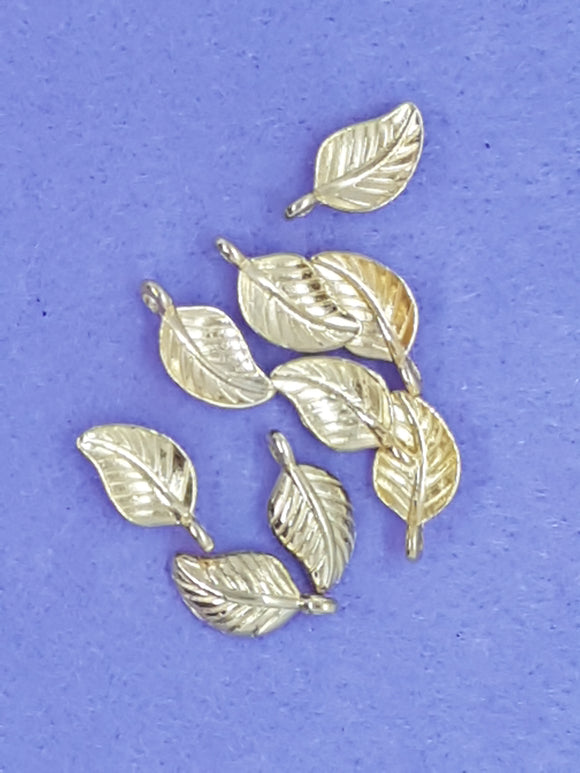 CHARMS - LEAVES - 15 X 7MM - GOLDEN COLOUR