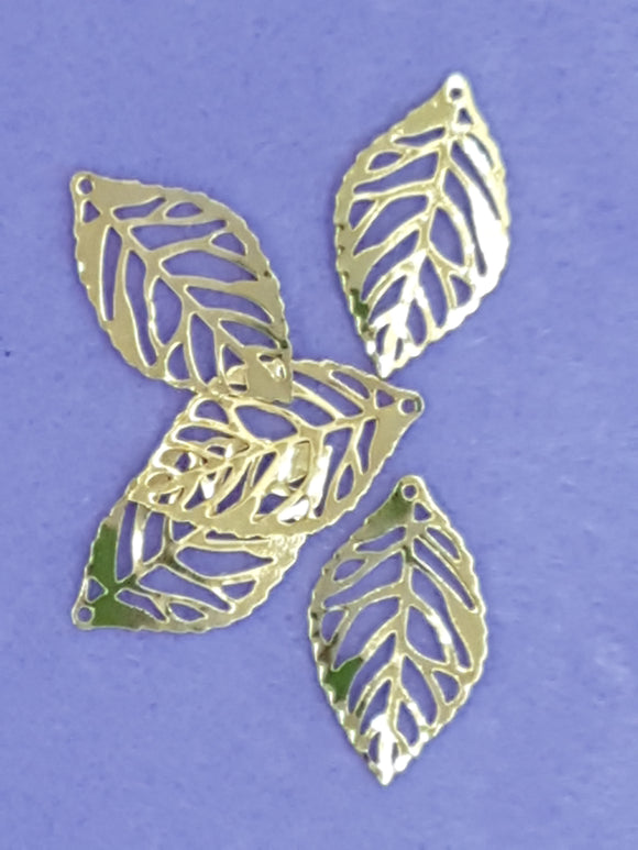 CHARMS - LEAVES - 23 X 14MM - GOLDEN COLOUR