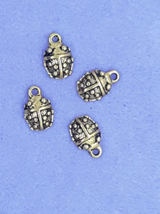 CHARMS - LADY BUG - 14 X 10MM - ANTIQUE GOLD COLOUR