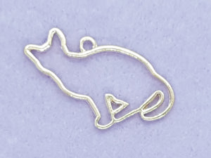 CHARMS - CAT - OPEN BACK - 40 X 22MM - ROSE GOLD COLOUR