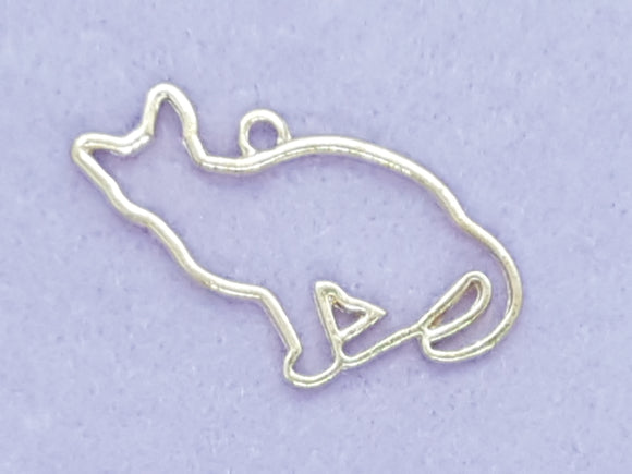 CHARMS - CAT - OPEN BACK - 40 X 22MM - ROSE GOLD COLOUR