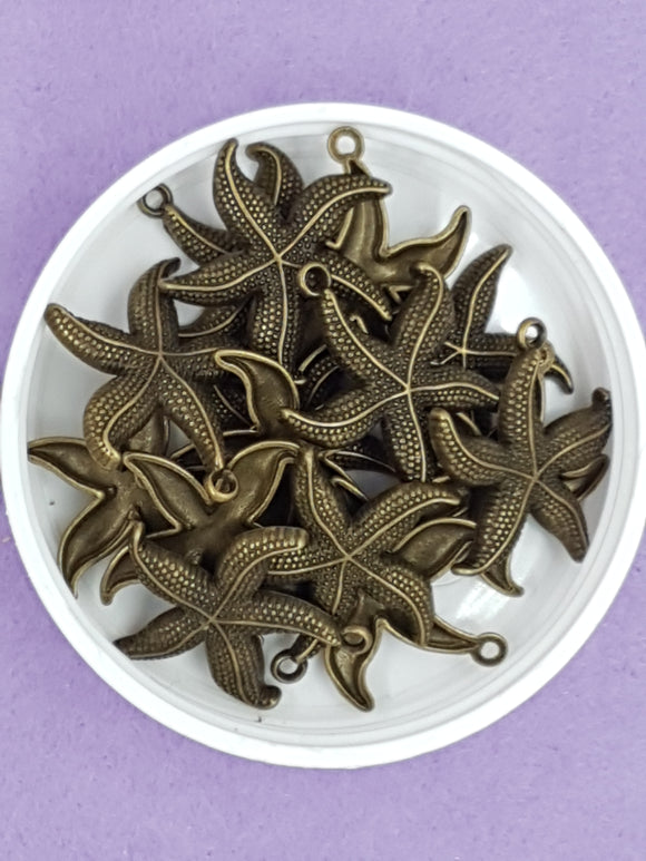 CHARMS - STARFISH - 26 X 23 X 2.5MM ANTIQUE BRONZE