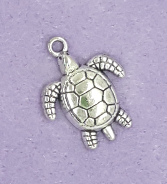 CHARMS - TURTLES - 23 X 18MM ANTIQUE SILVER COLOUR