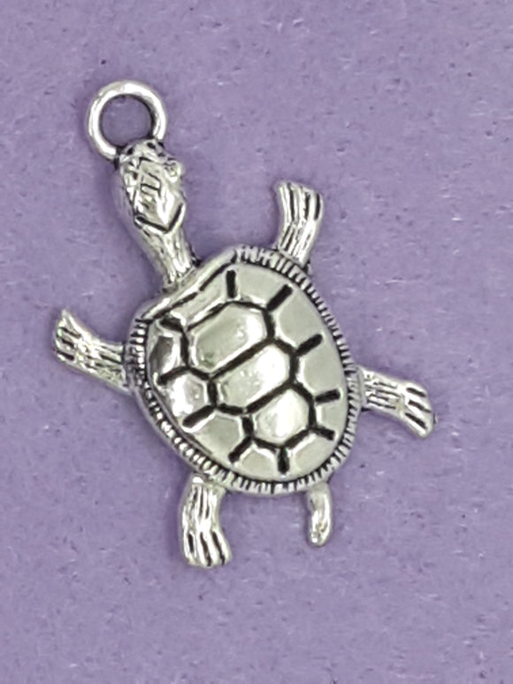 CHARMS - TURTLES - 36 X 22MM ANTIQUE SILVER COLOUR
