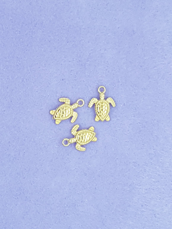 CHARMS - TURTLES - 16 X 6MM GOLDEN COLOUR