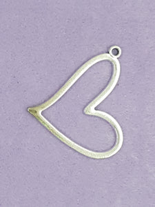 CHARMS - HEARTS - 42 X 35MM ANTIQUE SILVER COLOUR