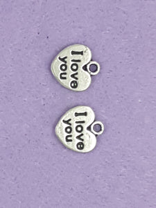 CHARMS - HEARTS - 12 X 11MM ANTIQUE SILVER COLOUR