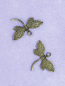 CHARMS - DRAGONFLY -27 x 21MM ANTIQUE BRONZE COLOUR