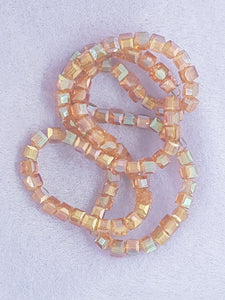 CUBES - 4MM GLASS - FACETED DARK ORANGE
