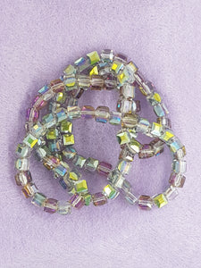 CUBES - 4MM GLASS - FACETED CRIMSON RAINBOW