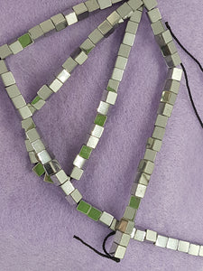 CUBES - 4MM NON MAGNETIC HEMATITE - SILVER