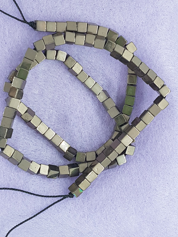 CUBES - 4MM NON MAGNETIC HEMATITE - BRONZE
