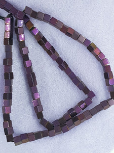 CUBES - 4MM NON MAGNETIC HEMATITE - CRIMSON