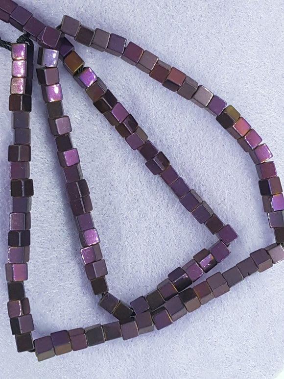 CUBES - 4MM NON MAGNETIC HEMATITE - CRIMSON