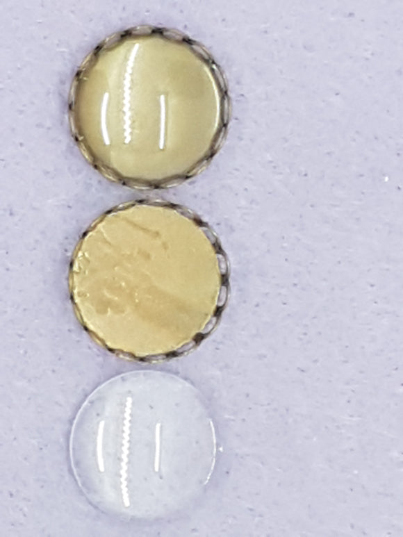 CABOCHON - 18MM DOMED GLASS TRANS. ROUND COPPER SETTING