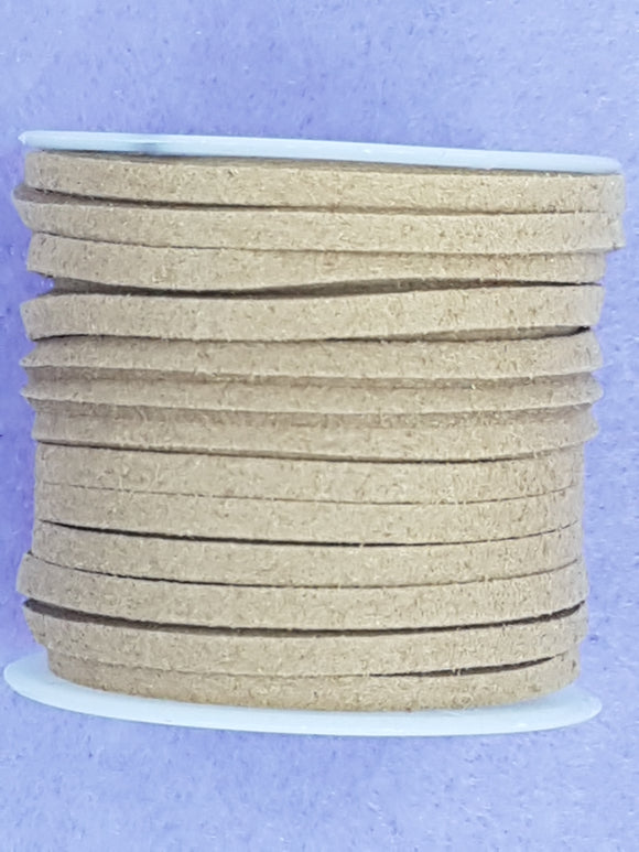 CORD - FAUX SUEDE  - 3 X 1.5MM - CAMEL COLOUR