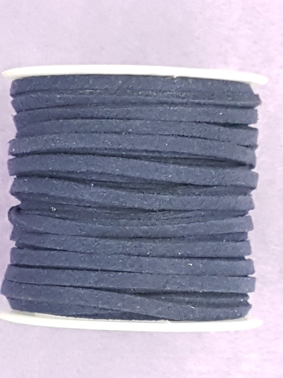 CORD - FAUX SUEDE  - 3 X 1.5MM - MARINE BLUE COLOUR