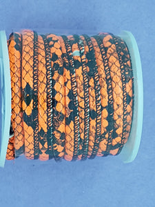 CORD - IMITATION LEATHER  - 5-6MM - IMIT. SNAKE SKIN - ORANGE COLOUR